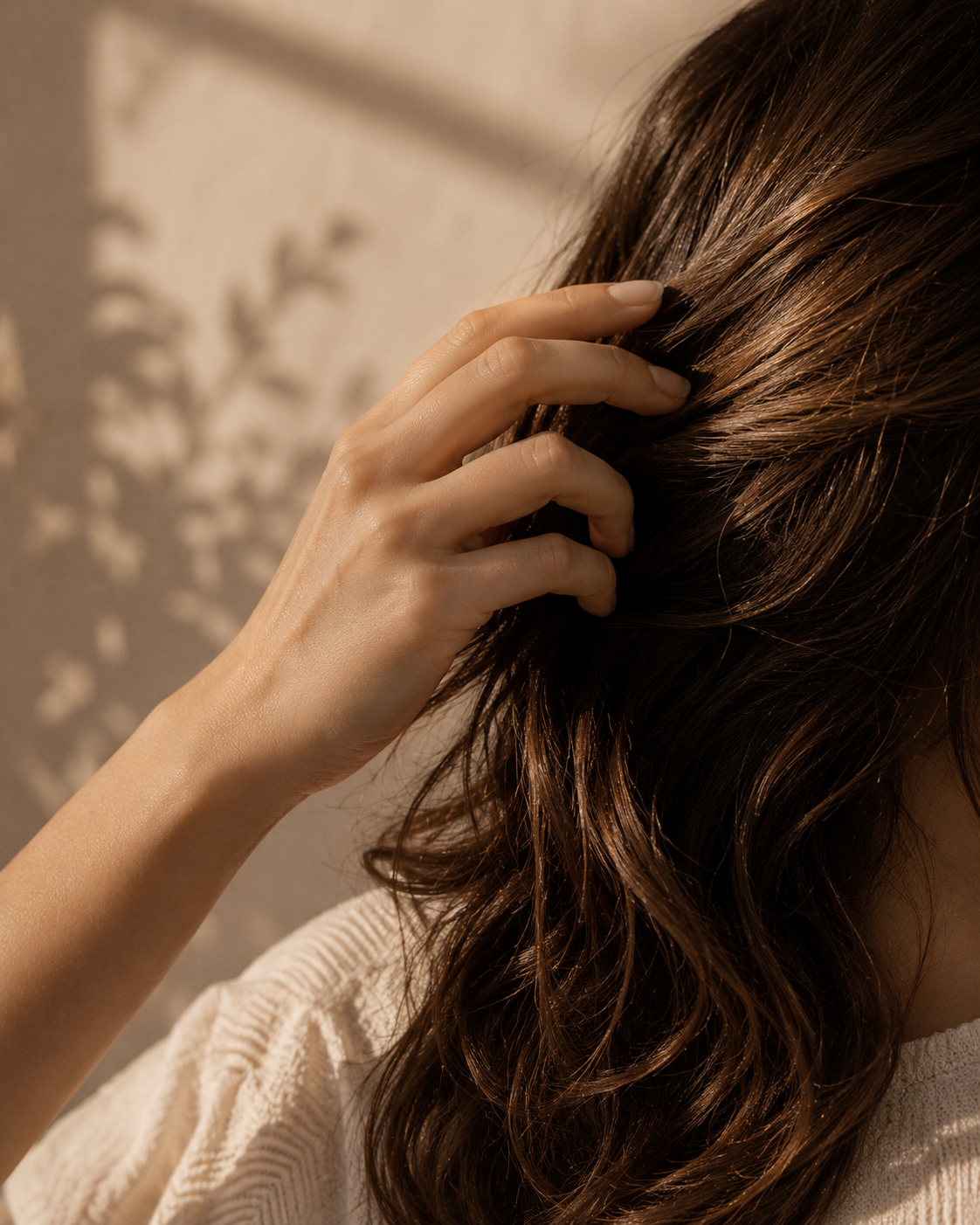 Femme attachant ses cheveux avec la pince à cheveux souple FLEXA